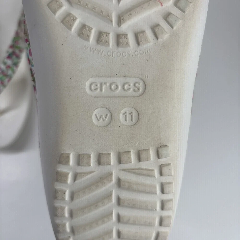 Crocs Kadee II Graphic Flamingo Women's 11 White Comfort Flip-Flop Beach Sandals